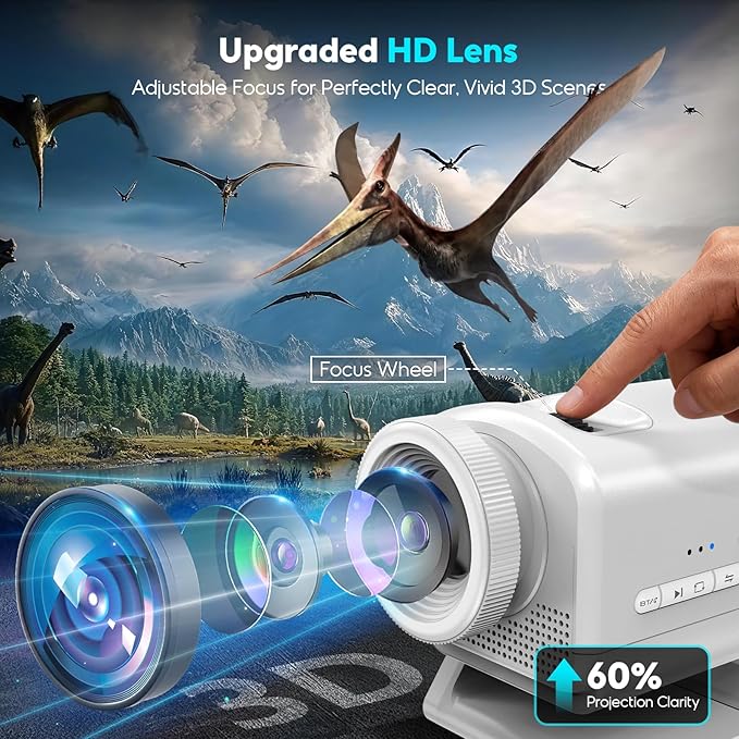 3D Galaxy Projector with 60 Immersive Themes, HD Immersive Star Projector with Bluetooth Speaker & Timer, Aurora Nebula Projector Night Light for Room/Christmas/Party/Birthday (White)