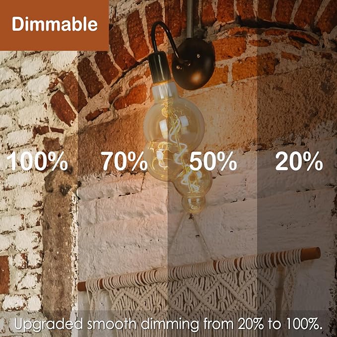 40 Watt Decorative Vintage LED Light Bulbs, Special Bubble 4W LED Filament Edison Bulb,2700K Oversized Warm Lights,Dimmable E26 Lamp Base,1-Pack