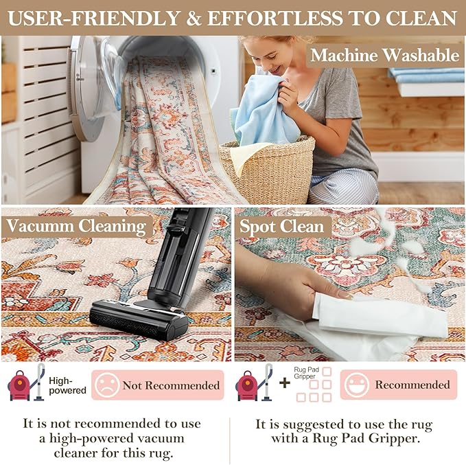 CAPALOCA Machine Washable Rugs Nursery Rug 8x10 Area Rugs Girl Non Slip Low Pile Water Repellent Soft Print Pattern for Bedroom Indoor Decor Kids Playroom OrangeRed