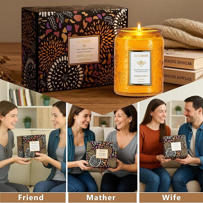 Mother’s Day Candles Gift Set for Mom, Natural Soy Wax Scented Jar Candles 6-Pack, Aromatherapy Candles for Home, 42oz 300 Hours Long Lasting, Gifts for Women
