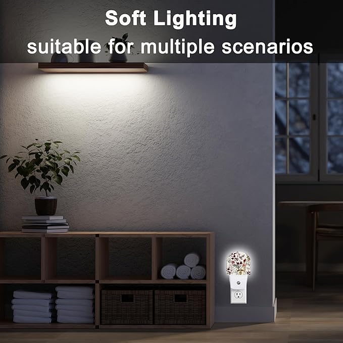Night Light,Vintage Flower Butterfly Night Lights Plug Into Wall,Dusk to Dawn Sensor for Bedroom,Bathroom and Living Room for Women/Girls Gifts