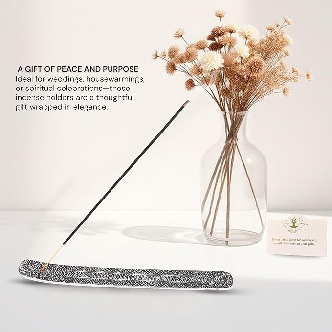 Hosley Set of 6 Metal Incense Stick Holder 9.5" Long, Ash Catcher-Silver Finish Ideal Gift for Wedding, Aromatherapy, Zen, Spa, Reiki, Meditation
