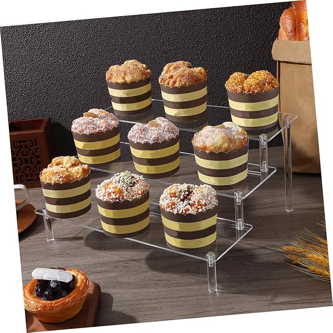 Acrylic Display Shelf Organizer Perfume Stand with Wide Layers Storage Riser for Makeup and Desserts Easy Assembly Stable and Versatile Desktop Display