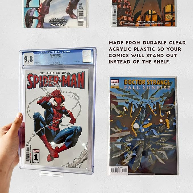 12pcs Clear Floating Comic Book Display Shelves, Comic Book Shelf Stand Wall Mount Showcase Display Case Holder