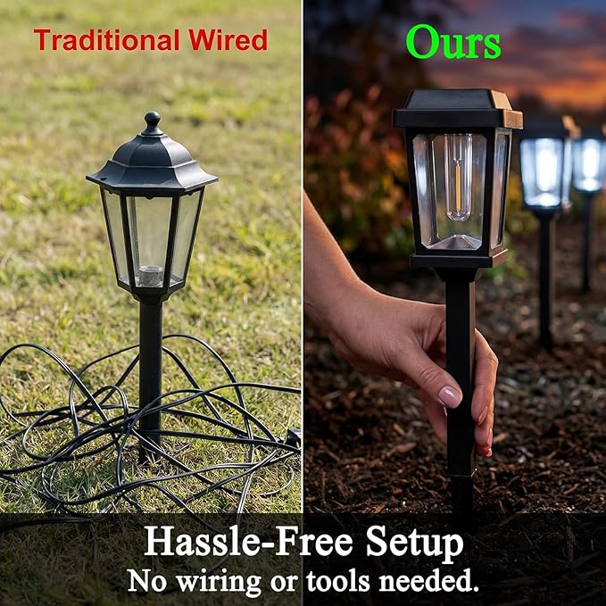 10 Pack Solar Pathway Lights Outdoor, Auto On/Off LED Solar Garden Lights, Decorative Landscape Lighting for Path Yard Walkway Driveway