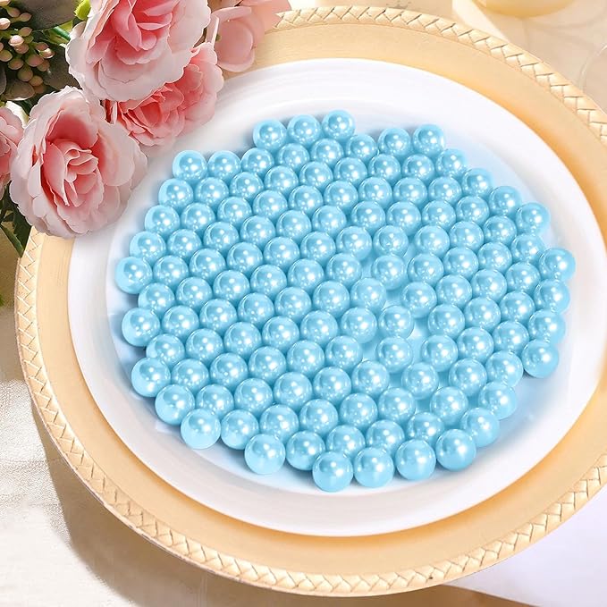 2800Pcs Light Blue Vase Filler Pearl Beads for Crafting 6mm Beads No Holes Decor Suitable for Wedding Decor, Party Decorations, Centerpiece Table Decorations