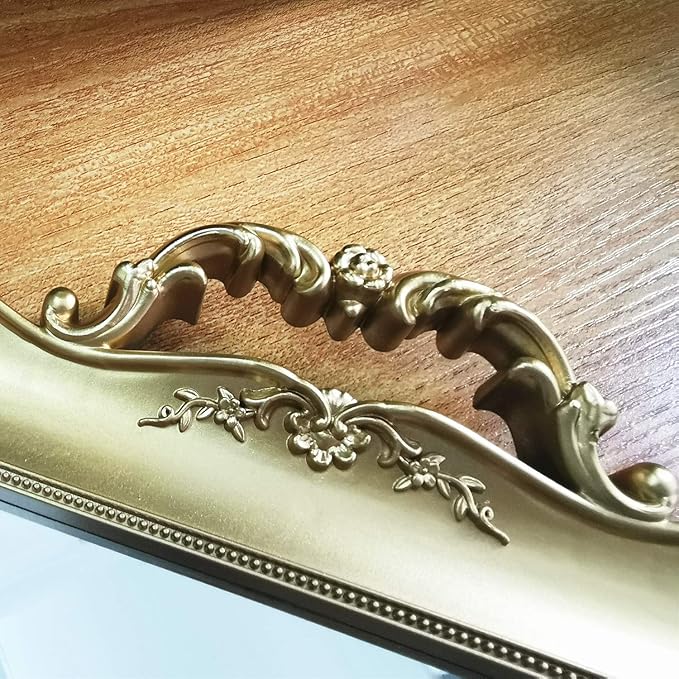 Rectangle Decorative Mirror Tray, French Style, Makeup Organizer, Jewelry Organizer, Serving Tray, 9.5"x 14.9", Gold