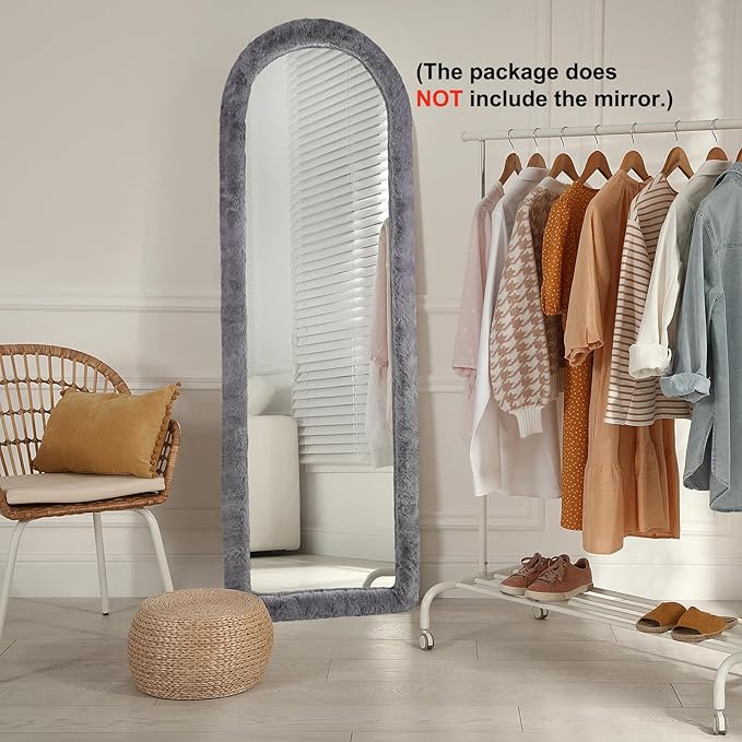 AnorTrek Fluffy Mirror Cover for Arched & Full-Length Mirrors (59"x16") – Stretch Fabric, Non-Slip Backing, Decorative Protector – Soft & Durable Décor (Mirror Not Included)