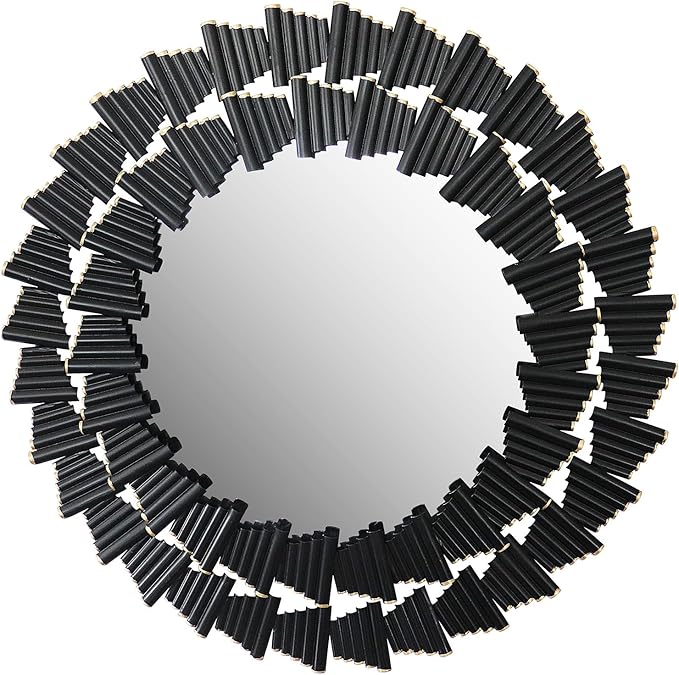 Wall Mirror Decorative, Black Mirrors for Wall Decor, Round Metal Wall Art Mirror, Large Wall Mirrors for Living Room,Bedroom, Bathroom, Entryway, 28 Inch
