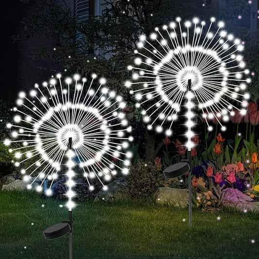 2 Pack 250LED Solar Garden Lights Outdoor, Dual Lighting Modes Firework Lights Solar Powered, Waterproof Twinkle Fairy Light Outside for Yard Patio Pathway Christmas Party Decorative(Cool White)