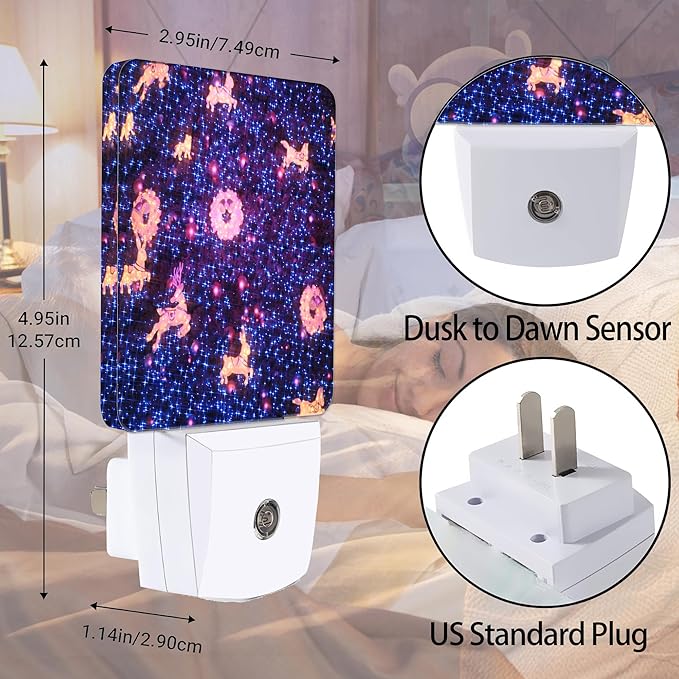 Christamas Decor Night Light, Galaxy Animals Plug into Wall with Dusk to Dawn Light Sensors, Warm Nightlights for Bedroom, Bathroom, Hallway, Kitchen, Gifts Ideal for Boys Girls Women Men