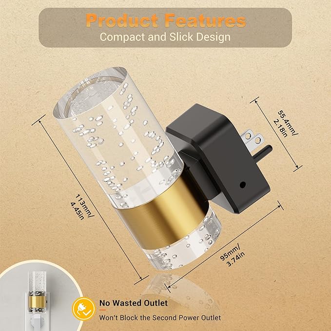 JandCase Night Light, Night Lights Plug into Wall, Dimmable LED Night Light with Adjustable Brightness, Automatic Night Lights Plug in with Auto Light Sensor, 5000K for Bathroom Hallway Decor-1 Pack