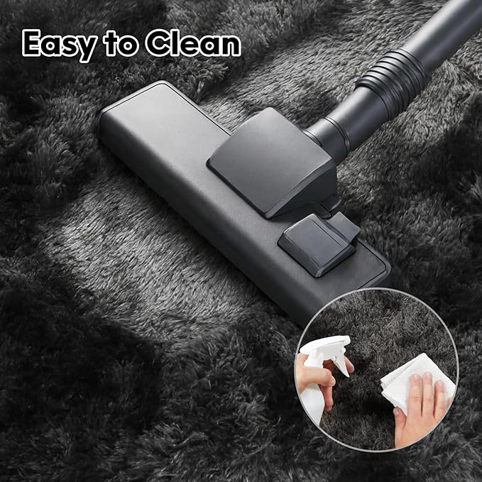 5x7 Plush Fluffy Area Rugs, Large Soft Carpet, Upgraded Non-Slip Rectangular Rug for Living Room, Bedroom, Kids Room, Dorm,Modern Home Decor Aesthetic,Dark Grey.