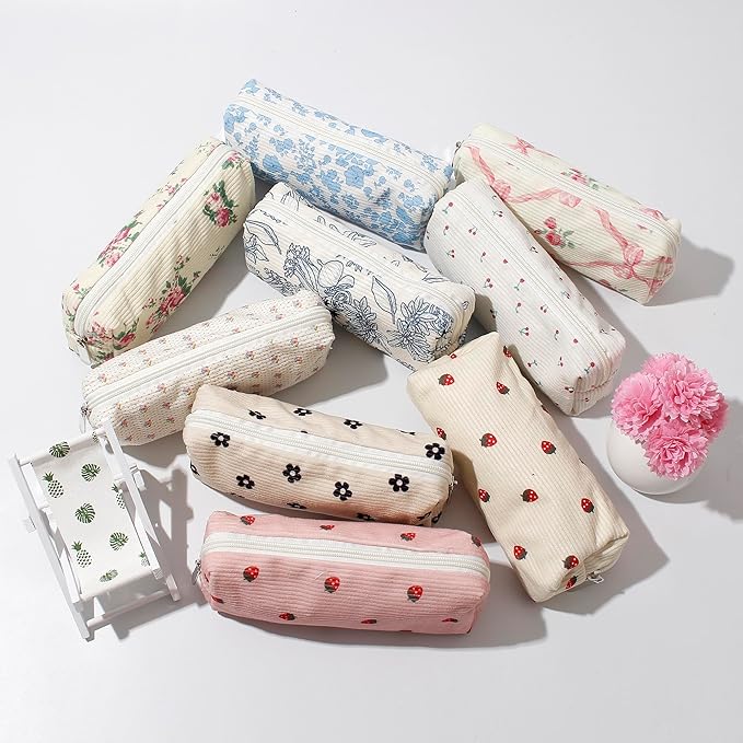 Pencil Case Lightweight Aesthetic Pen Case Office College School Storage Bag Pouch Holder Box Organizer Makeup Pouch Cosmetic Bag for Girls Boys Kids (Flowers-Plum blossom)