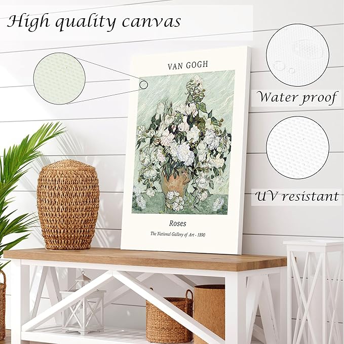 Induslyfe Large Framed Sage Green Vintage Wall Art Canvas Decor Set of 3, Matisse Wall Art Prints Poster Mid Century Modern Art, Aesthetic Floral Botanical wall art, bedroom living room bathroom 18x24