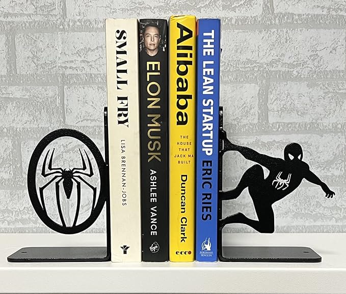 Superhero Decorative Metal Bookends,Metal Bookends, Non Skid Book Ends, Book Stopper for Home/Office Decor/Shelves, 7 X 5.5 X 4 inch per Piece