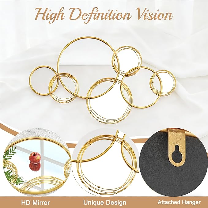 Mirrors for Wall Decor, Round Gold Mirror Wall Art, Wall Mirrors for Living Room, Entryway, Bedroom, Dining Room