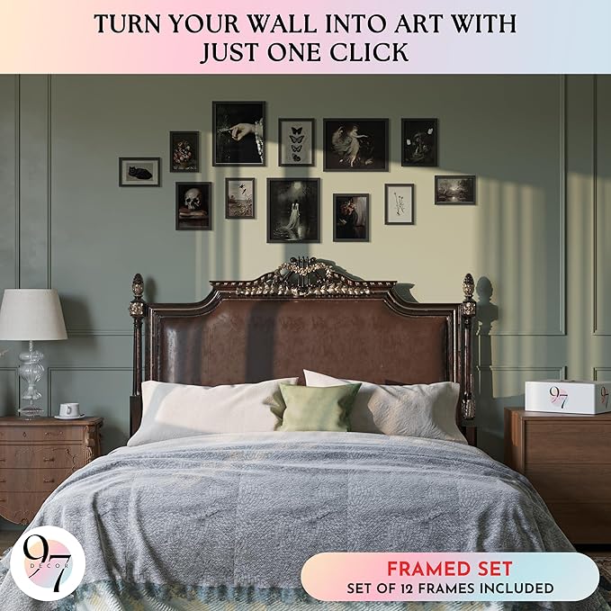 97 Decor Dark Academia Decor - Victorian Gothic Wall Art Prints, Dark Moody Aesthetic Pictures, Creepy Goth Posters Vintage Gothic Painting for Home Bedroom Decorations (8x10 Unframed)