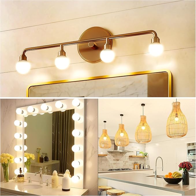 Flaspar Vanity Light Bulbs for Bathroom, G25 LED Globe Light Bulb 100 Watt Equivalent, 3000K Warm White LED Bulbs E26 Medium Base for Mirror Makeup Chandelier Lighting, Non-dimmable, 4 Pack
