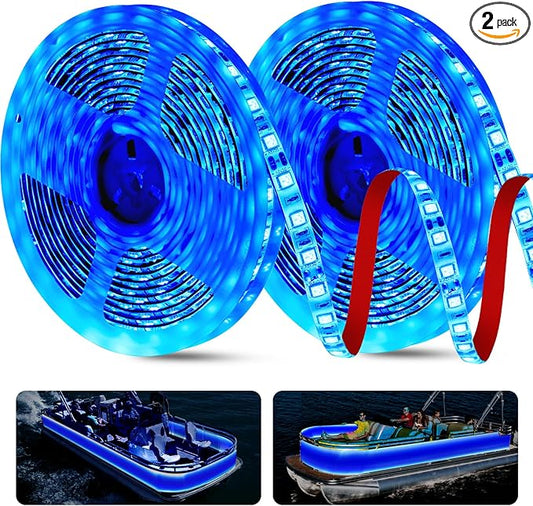66ft Pontoon Boat Lights Marine LED Strip Lights 12V Waterproof, Interior Light Deck Light for Kayak, Jon Boat, Bass Boats, Fishing Boats (Blue)
