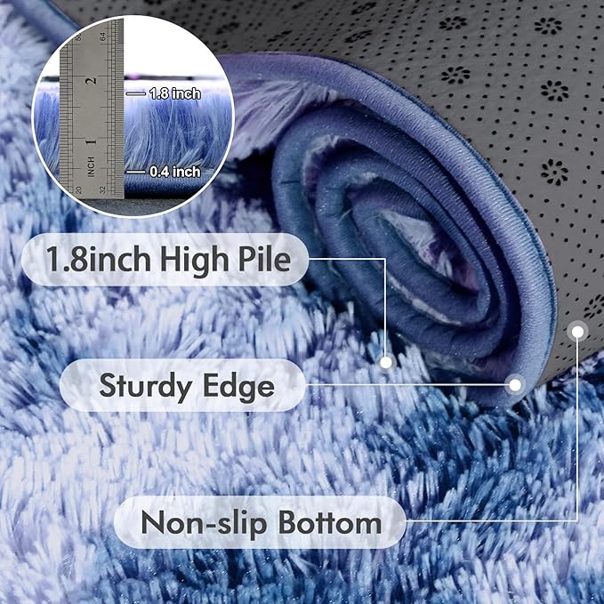 9x12 Ft Extra Large Shag Rugs for Living Room, Ultra Soft Fluffy Furry Area Rugs for Bedroom Indoor Floor, Aesthetic Carpet for Kids Home Decor (Blue)
