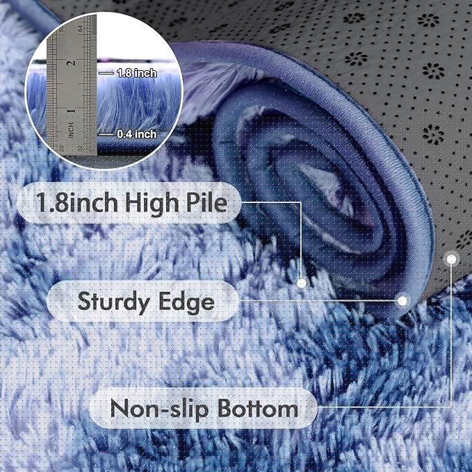8x10 Ft Extra Large Shag Rugs for Living Room, Ultra Soft Fluffy Furry Area Rugs for Bedroom Indoor Floor, Aesthetic Carpet for Kids Home Decor (Blue)