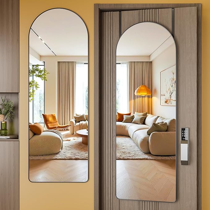 Hasipu Door Mirror Full Length, 47.2 x 15.7 Inch Full Body Wall Mirror Over The Door Hanging Mirror for Bedroom, Living Room, Cloakroom（Black）