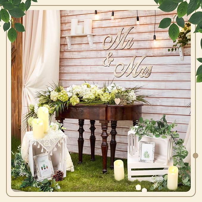 Yuntau 11 Pcs Rustic Nesting Wedding Decoration Sets, Christmas Rustic Farmhouse Decor Wood Crates for Display Decorative Box Storage Baskets Vintage Decor with Candles for Xmas Party Event(White)