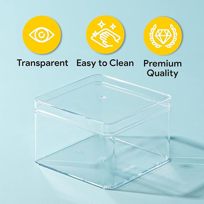 Hammont Acrylic Box - Party Favor Gift Boxes - Clear Cube with Rounded Edges for Gifts, Weddings, Treats, Candies & Accessories - Square Home Storage Boxes | 3.5”x3.5”x2.5 (12 Pack)