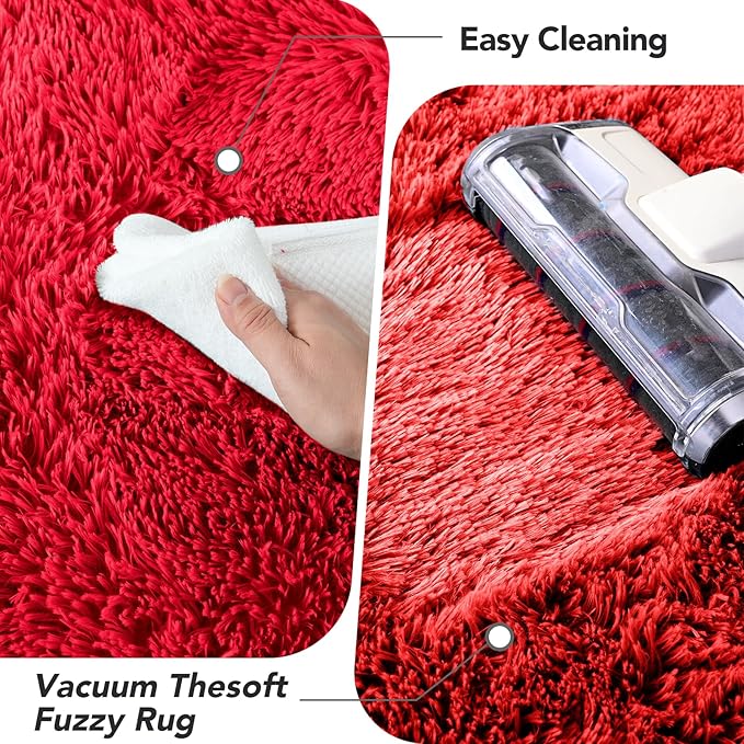 Fluffyrug Red for Living Room: Soft Plush Rugs for Bedroom & Kids Room - Shaggy Carpet for Home Decor Aesthetic(Red,6x9 Feet)
