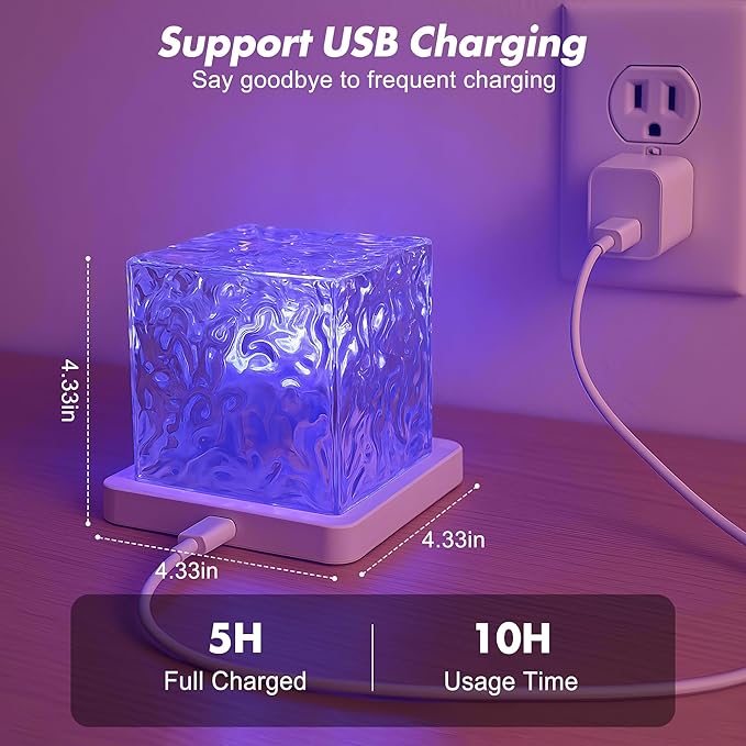 2 Pack Rechargeable Shower Light for Inside Shower, 16 Color Changeable Waterproof Shower Lamp with Remote, Dimmable Ocean Wave Projector Light, LED Water Ripple Night Light for Bathroom, Living Room