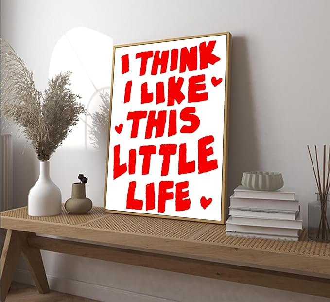 3Pcs Trendy Red Preppy Canvas Wall Art Inspirational Love Quotes Wall Decor Love Is All Around Painting Pictures Vintage Valentine Poster Prints for Girl Apartment Home Aesthetic Decoration unframed
