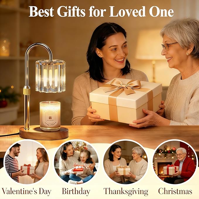 Lukasa Candle Warmer Lamp, with Timer Dimmer Adjustable Height, Home Decor, Room Decor, Wax Melt Warmer for Candles, Gifts for Mom, Mothers Day Gifts, Birthday Gifts for Women