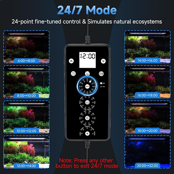 fishkeeper LED Aquarium Plant Light, 24/7 Full Spectrum Aquarium Light with 5 Nature Weather Mode, Auto On Off with Timer for 40-48 Inch Fish Tank, Adjustable Colors/Brightness with Memory Function