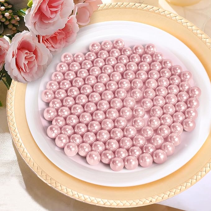 2800Pcs Pink Vase Filler Pearl Beads for Crafting 6mm Beads No Holes Decor Suitable for Wedding Decor, Party Decorations, Centerpiece Table Decorations