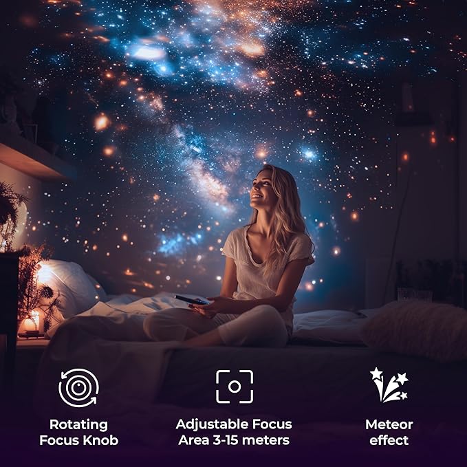 4K Home Planetarium Galaxy Projector for Bedroom - Nightlight for Kids Room– Star Lights for Bedroom - Meteor Effect Ceiling Lights Projector with 7 Cosmic Nebula - Gift for Kids Adult