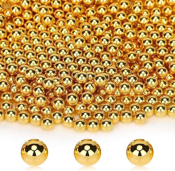 Suream 1300PCS Pearl Beads for Centerpieces, 8mm/0.31in No Hole Artificial Beads for Vase Filler, Jewelry Making, Table Scatter, Wedding Decoration, Makeup Holder, DIY Craft Projects, Gold Plated