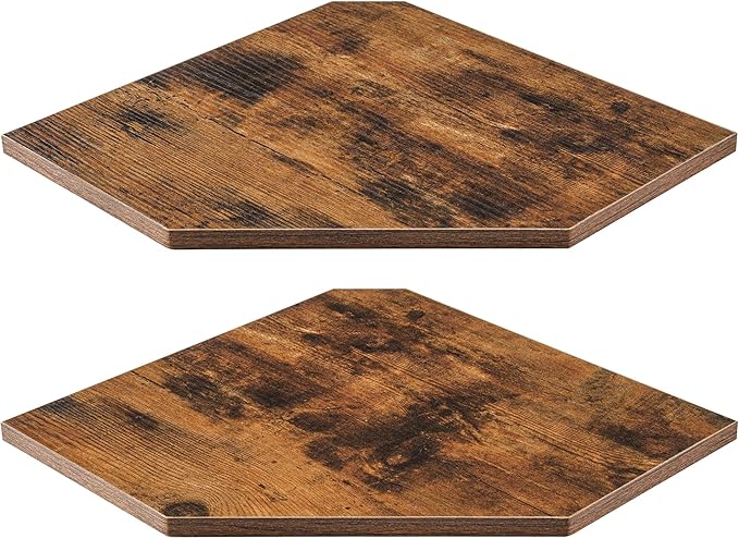 Corner Shelves 2-Pack for Bathroom & Kitchen, Space-Saving Floating Corner Wall Shelf with Easy Installation- Brown