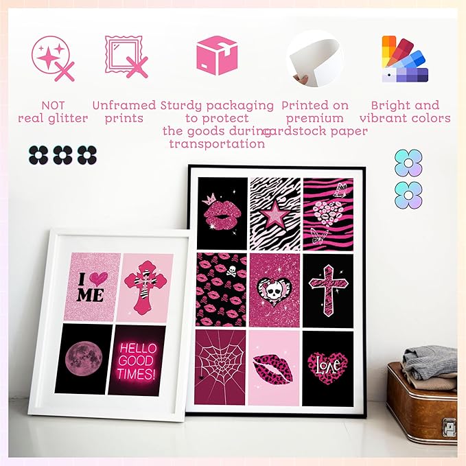 97 Decor Mcbling Trashy Y2k Room Decor Aesthetic - Early 2000s Room Decor Y2k Collage, Hot Pink Pictures Wall Art Prints, Baddie Aesthetic Pictures for Teen Girls Dorm Bedroom Apartment (4x6)