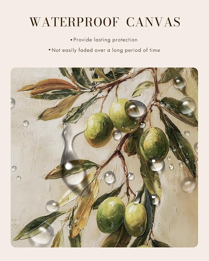 Bzstyleart Vintage Wall Art Decor for Bedroom, Oil Painting Olive Branch Botanical Wall Art, Vintage Botanical Painting, Room Decor Aesthetic for Kitchen, 12 x 16 Inch