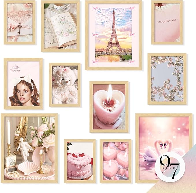 97 Decor Pink Coquette Room Decor Aesthetic - Vintage Coquette Wall Decor, Cute Coquette Posters For Girls Dorm Decorations, Girly Wall Art Prints Pink Pictures For Bedroom (8x10 Unframed)