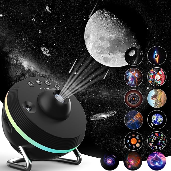 Galaxy Projector Pro for Bedroom, Planetarium Star Projector, Starry Sky Night Light with 13 Film Discs, Solar System Constellation Moon for Kids Bedroom Ceiling Home Living Room Decor Birthday Gifts