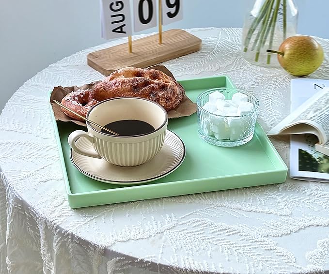 Green Square Tray 11 Inch - 3 Pack Multi-Purpose Organizer Tray for Vanity, Coffee Table, Bathroom Countertop & Ottoman | Decorative Catch-All Tray for Home, Office, Jewelry & Makeup