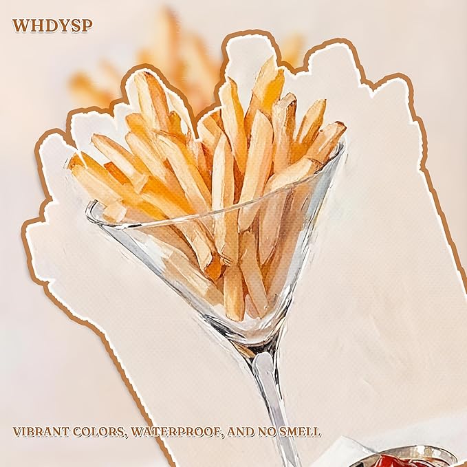 Modern Kitchen Wall Art,Funny Fries in Glass Canvas Wall Decor Painting, Vintage Minimalist Fries Ketchup Food Artwork Prints Pictures for Dining Room Kitchen Decor 12X16 Inch Wood Framed