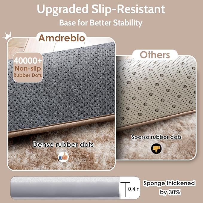 Amdrebio Tie-Dyed Beige Tan Rugs for Bedroom Living Room, Cute Fluffy Plush Neutral Area Rug 4x6 for Kids Room Decor Aesthetic, Soft Furry Fuzzy Shaggy Carpet for Baby Nursery Playroom Preppy Dorm