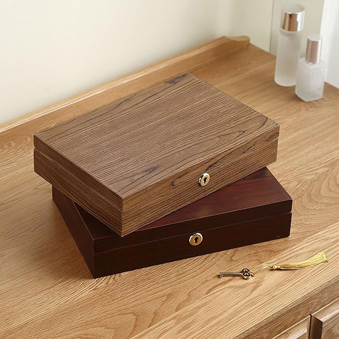 Makeup case Organizer Large Wooden Jewelry Box Velvet Necklace Earrings Watch Storage Box Jewelry Storage Box