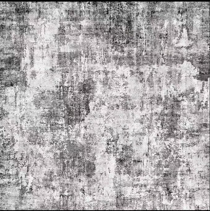 ZHXXUJ 7x7 Square Washable Area Rug, Non-Slip Indoor Rug for Living Room Bedroom Dining Room, Low Pile Stain Resistant Modern Abstract Neutral (Grey)