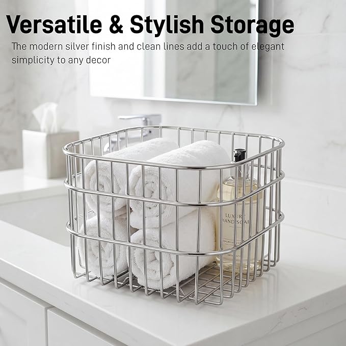 2 Pack Stainless Steel Wire Fruit Basket, 5.3 x 5.3 x 4 In Kitchen Countertop Drain Fruit Bowl, Wire Mesh Colander, Metal Food Storage Organizer for Fruit Vegetable Bread Snack Bathroom