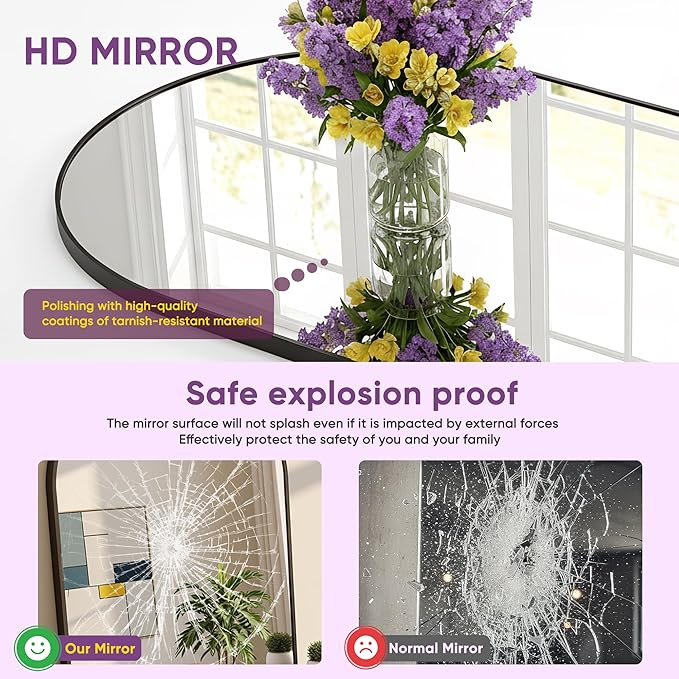 Full Length Mirror, 71"x27" Arched Floor Mirror Freestanding, Floor Standing Full Body Mirror with Stand for Bedroom, Hanging Mounted for Living Room Cloakroom, Black
