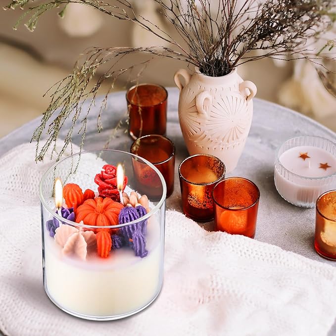 Tondiamo Fall Pumpkin Candle Gift, Thanksgiving 3.15 Inch Scented Decorative Pumpkin Succulent Cactus Terrarium for Autumn Halloween Party Favors Home Decoration Gifts
